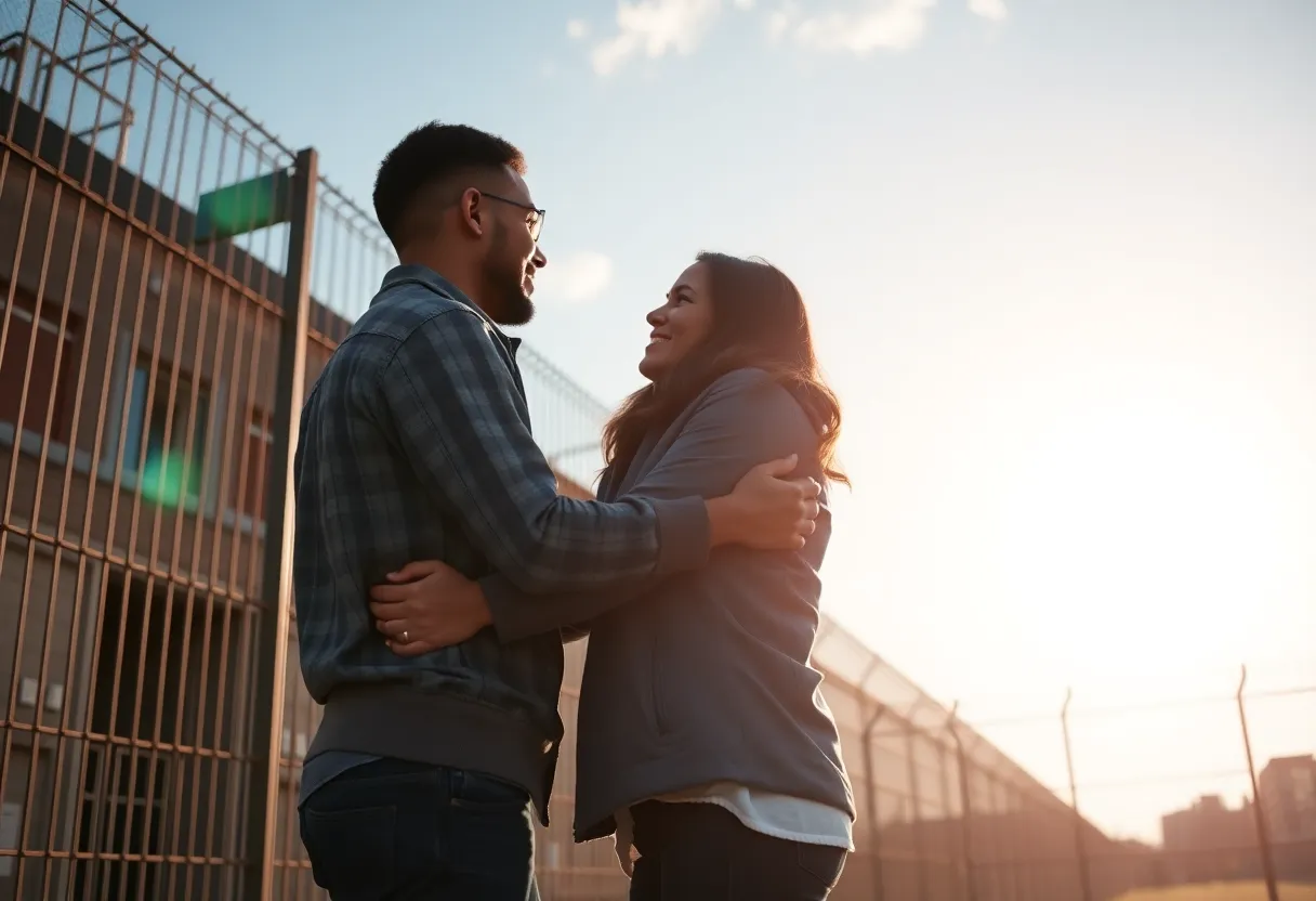 Couple celebrating their release from prison