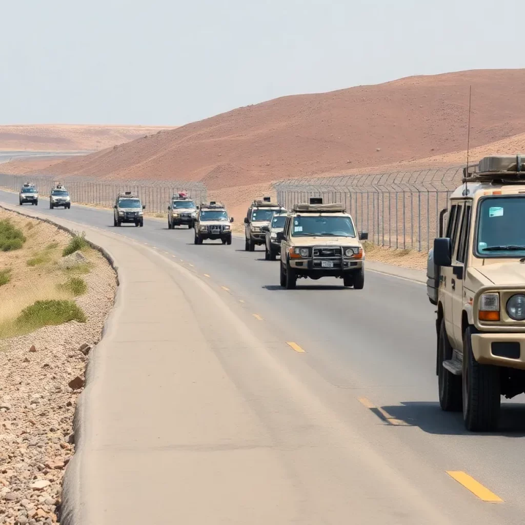 Military patrol along the US-Mexico border