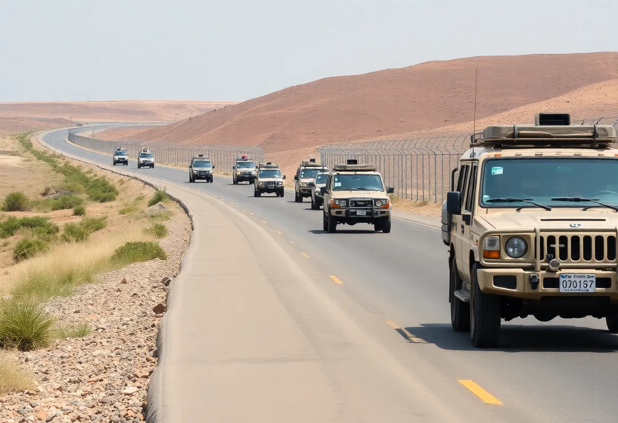 Military patrol along the US-Mexico border