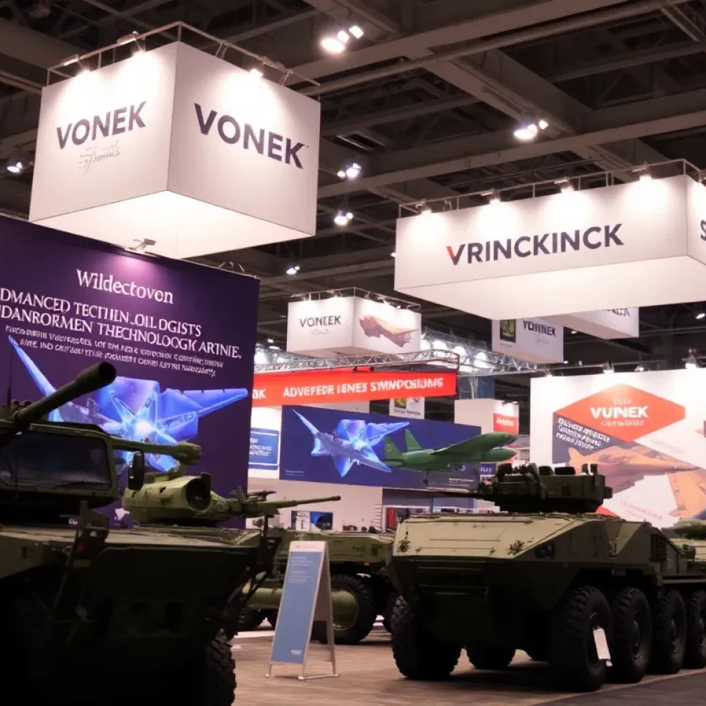 A vibrant military sales symposium with modern displays and technologies on show in Huntsville, Alabama.