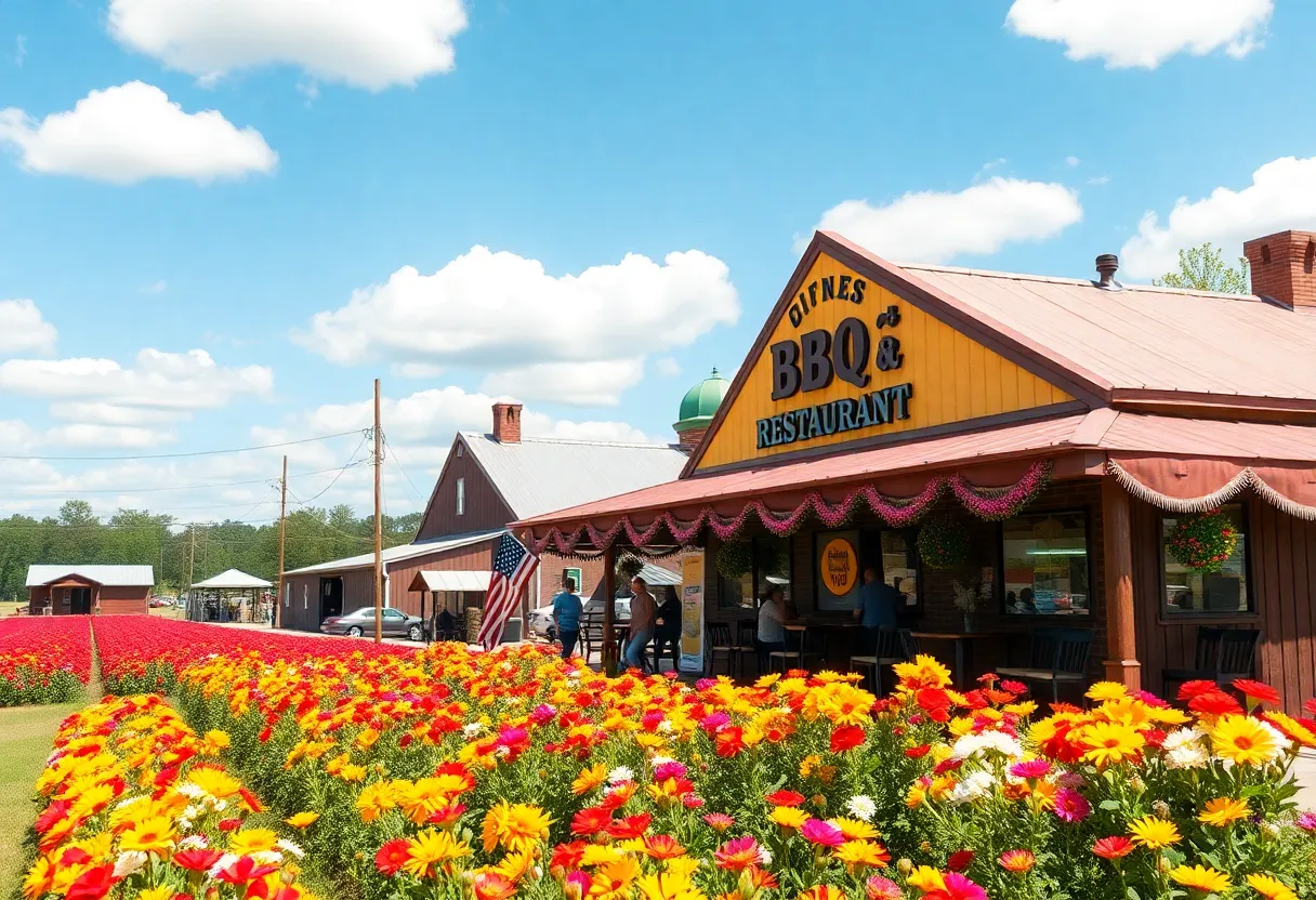 A charming BBQ restaurant surrounded by family farms in New Market Alabama.