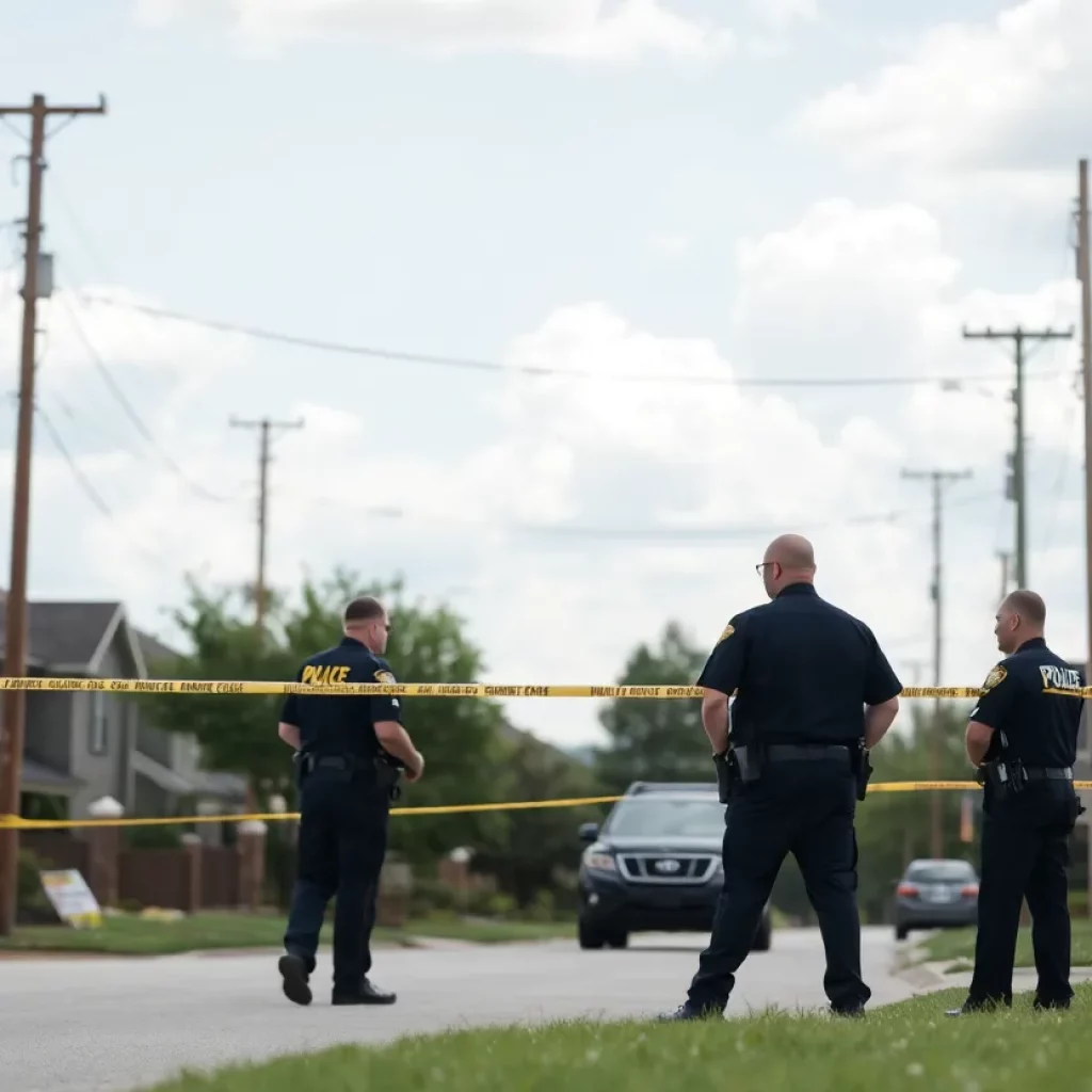 Police officers investigating a shooting incident in Huntsville neighborhood.