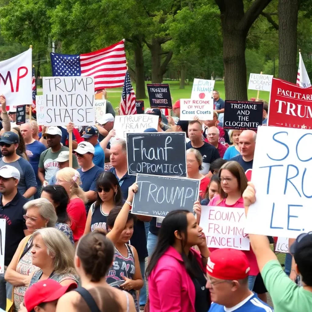 Crowd gathered for an anti-Trump protest in Tuscaloosa