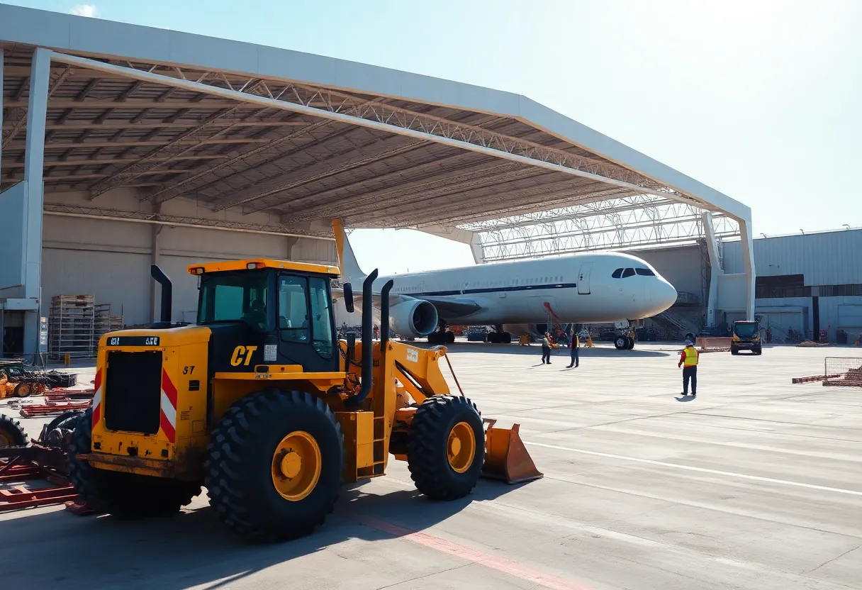 Construction of a new maintenance hangar at Pryor Field Regional Airport.
