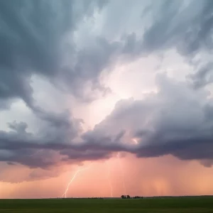 Dramatic sky and storm clouds indicating tornado risks in the Upper Midwest