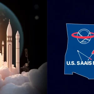 Illustration depicting the U.S. Space Command's headquarters debate between Colorado and Alabama.