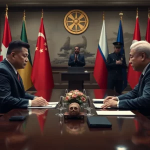 Diplomatic negotiation scene illustrating tensions between US and Iran