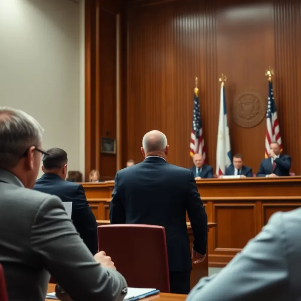 Courtroom scene focused on immigration law and deportation issues