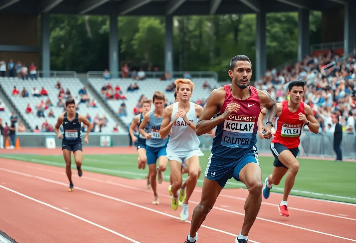 Track and field athletes from UConn and Memphis competing at the Crimson Tide Invitational