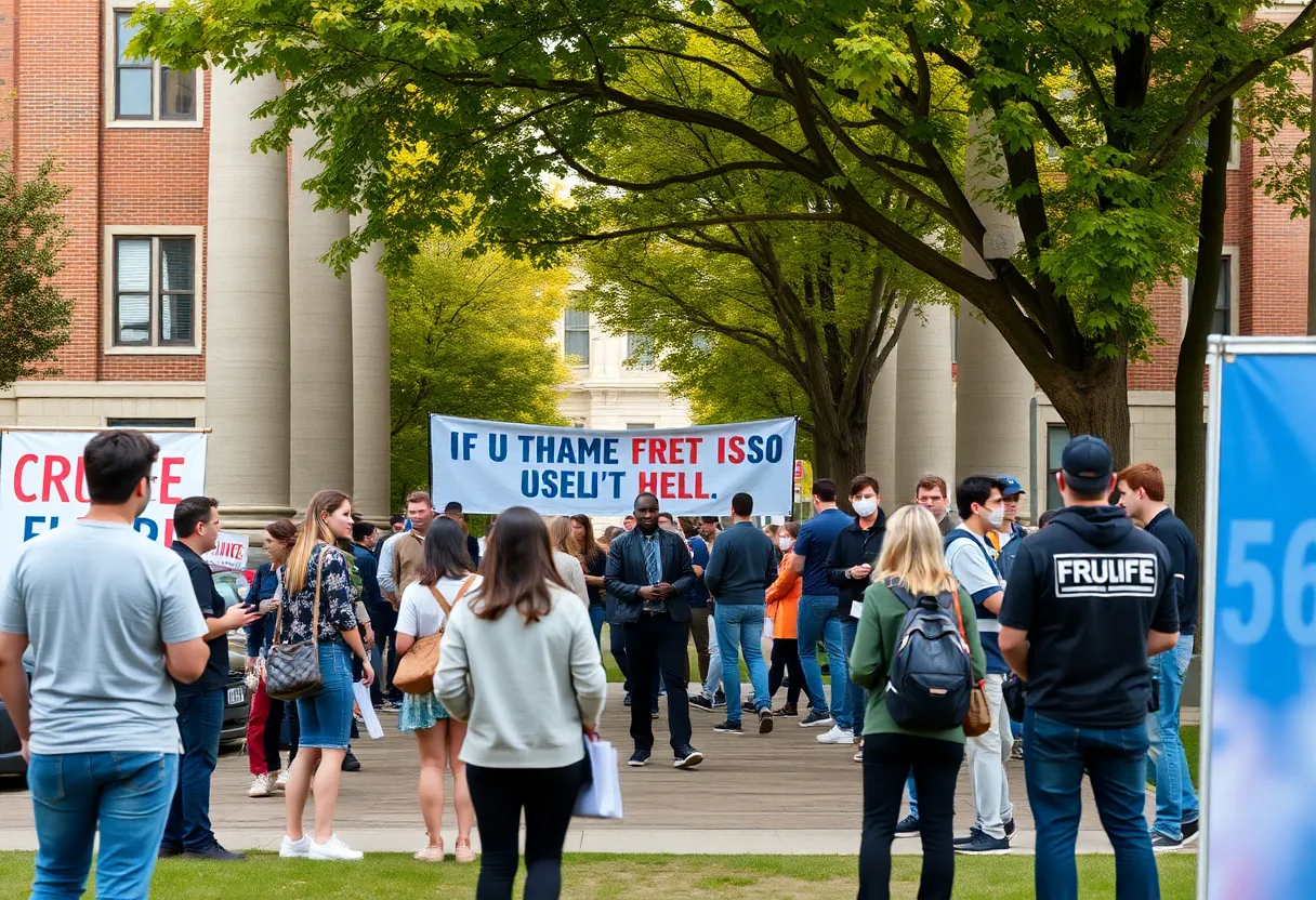 Students at University of Alabama discussing Trump's upcoming speech.