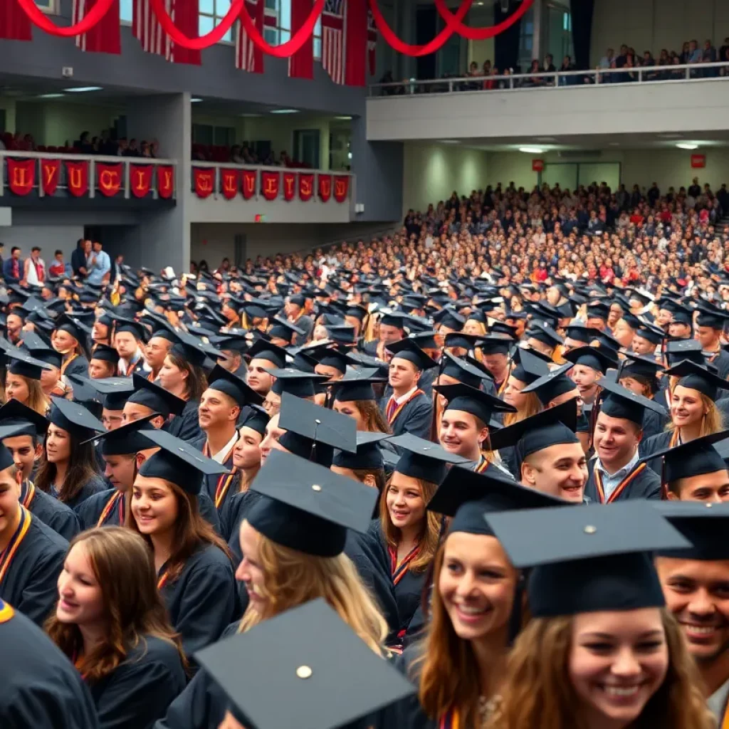 Graduates at the University of Alabama commencement ceremony