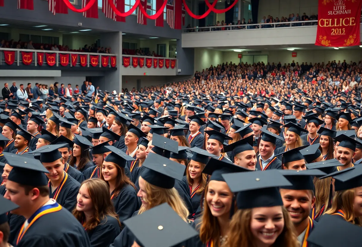 Graduates at the University of Alabama commencement ceremony