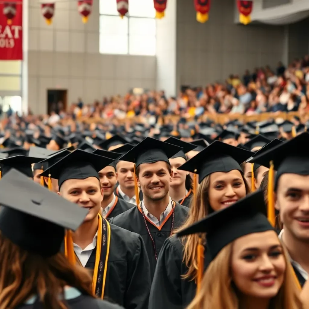 Graduates celebrating at the University of Alabama graduation ceremony