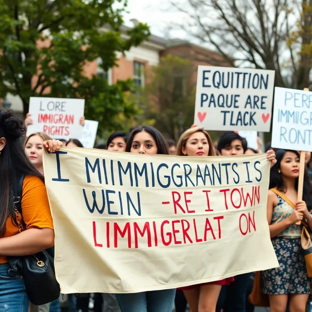 Students rallying for immigrant rights at a university campus
