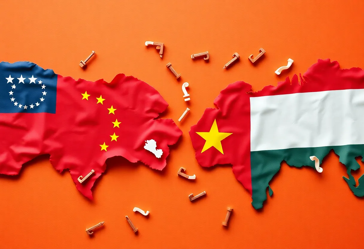 Illustration of trade negotiations between the US and China