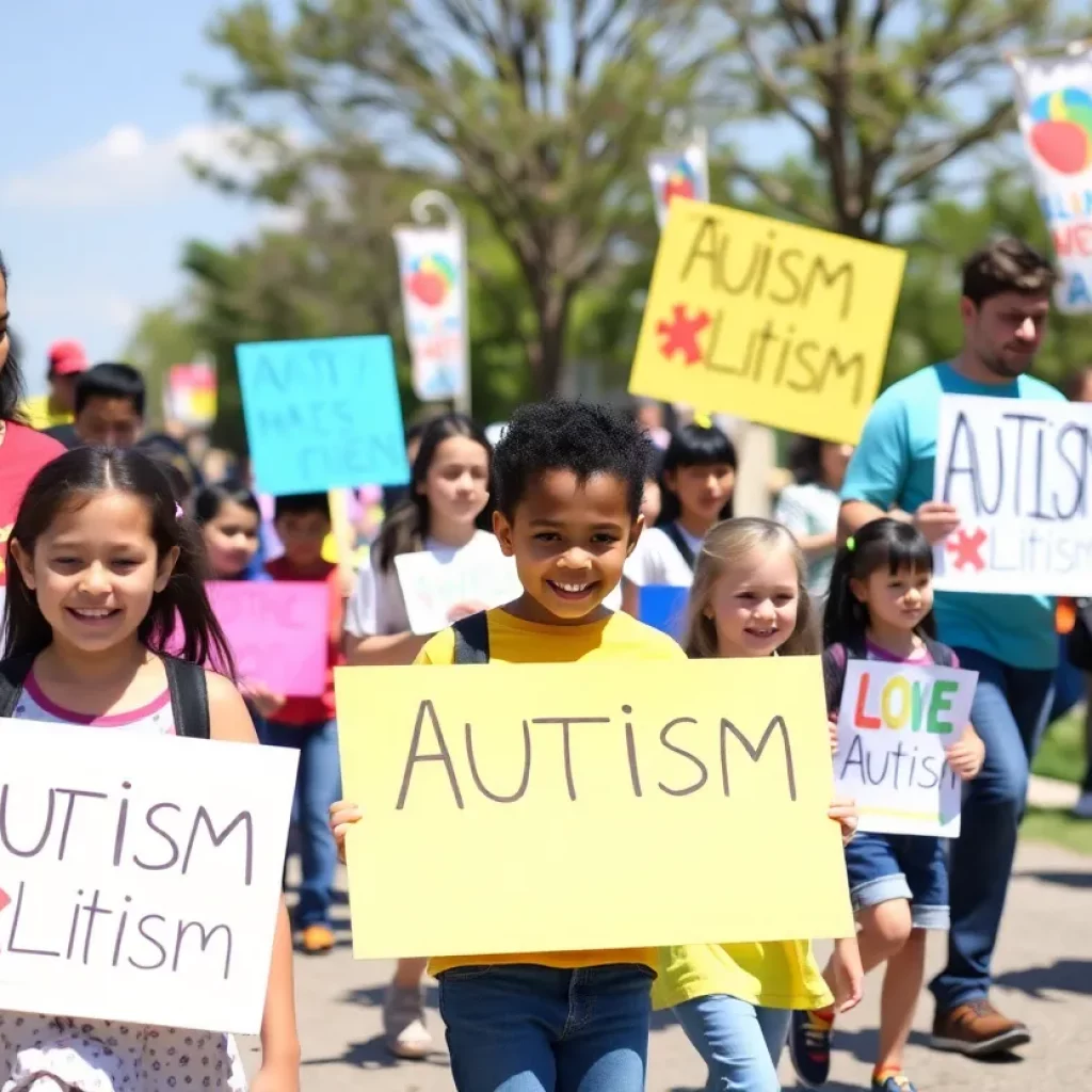 Families participating in the Walk for Autism event in Huntsville