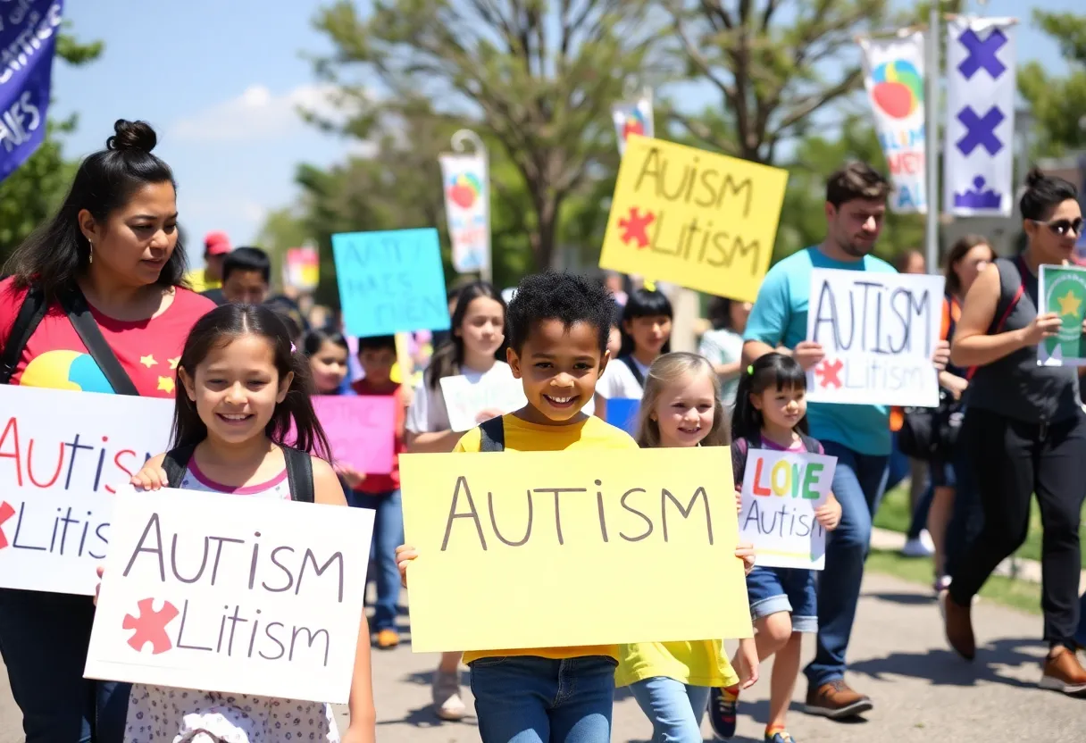 Families participating in the Walk for Autism event in Huntsville