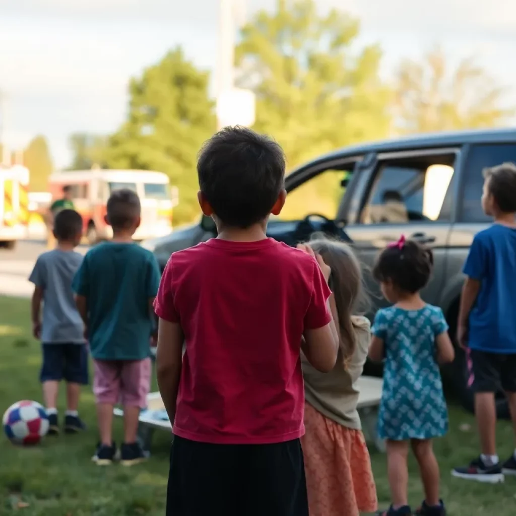 Scene from an after-school program showing a community in mourning
