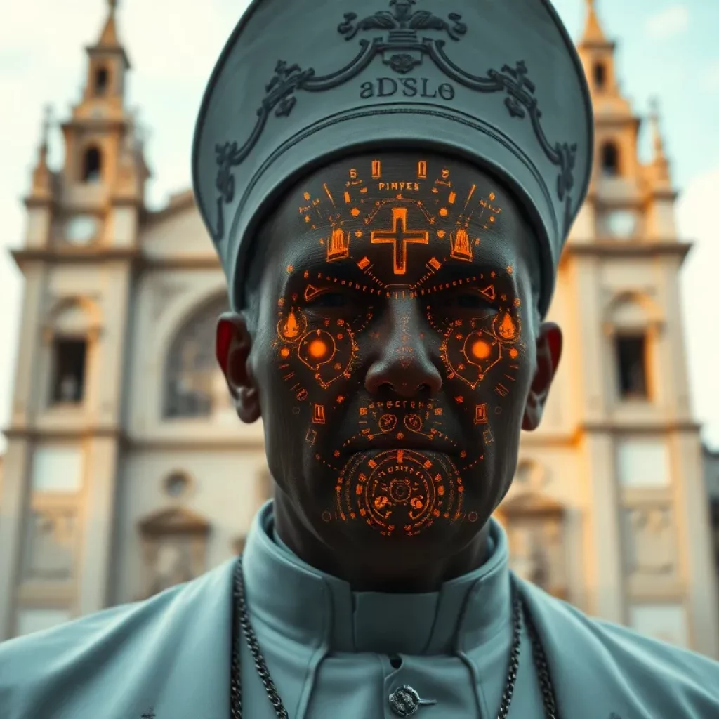 AI depiction of a Pope-like figure in traditional attire