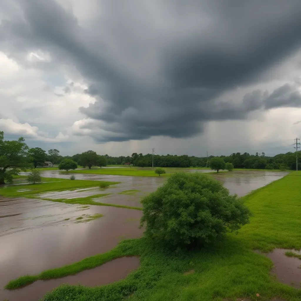 Flooded landscape in Alabama after historic rainfall