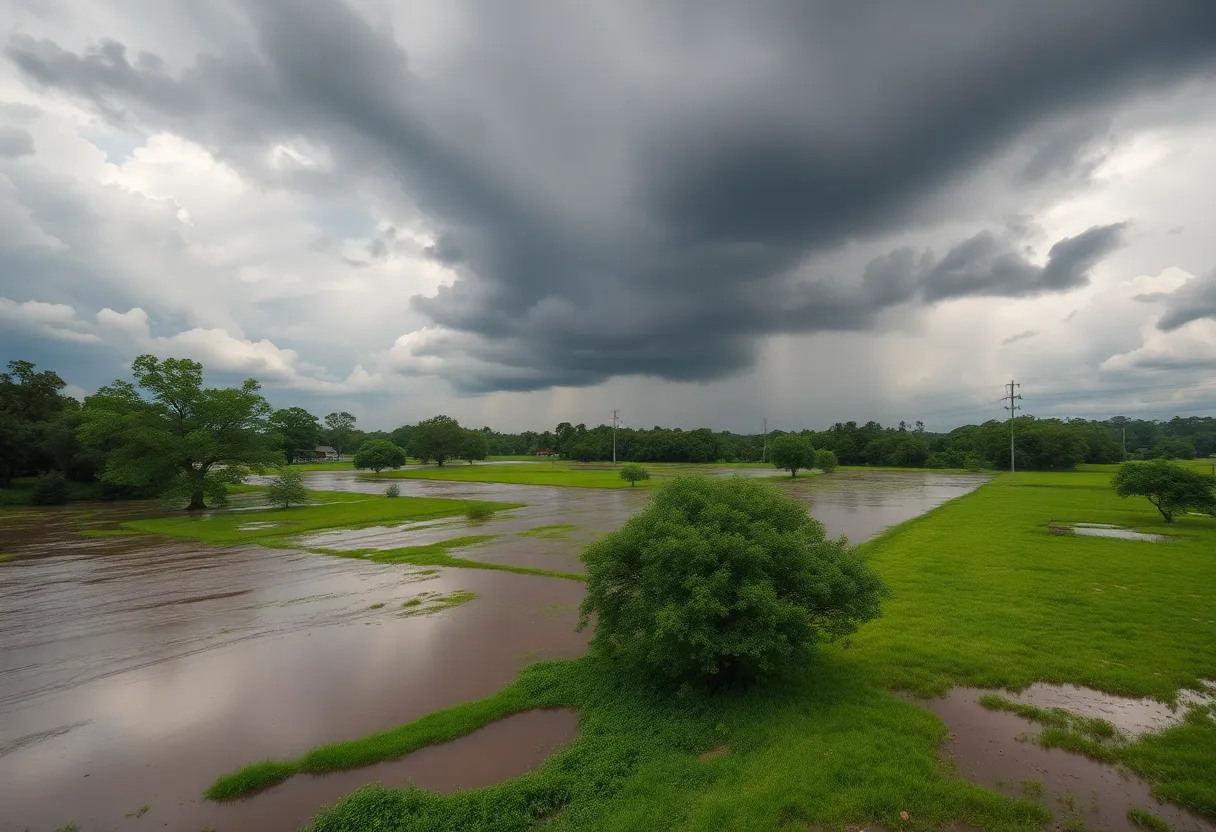 Flooded landscape in Alabama after historic rainfall