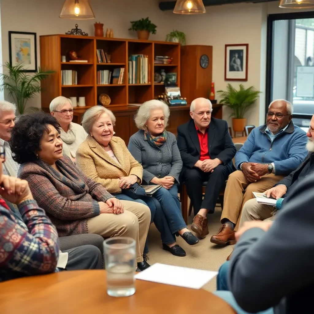 Seniors engaged in a discussion at the Community Fraud Summit