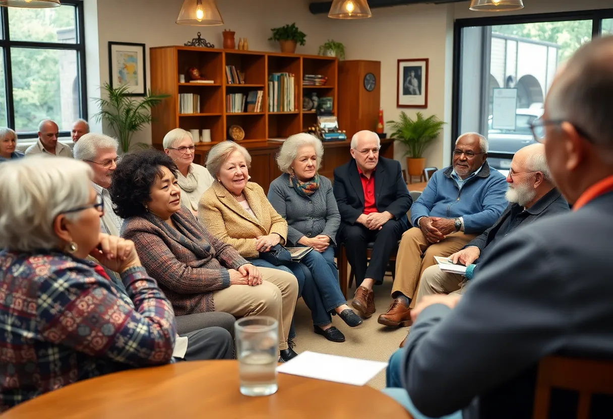 Seniors engaged in a discussion at the Community Fraud Summit