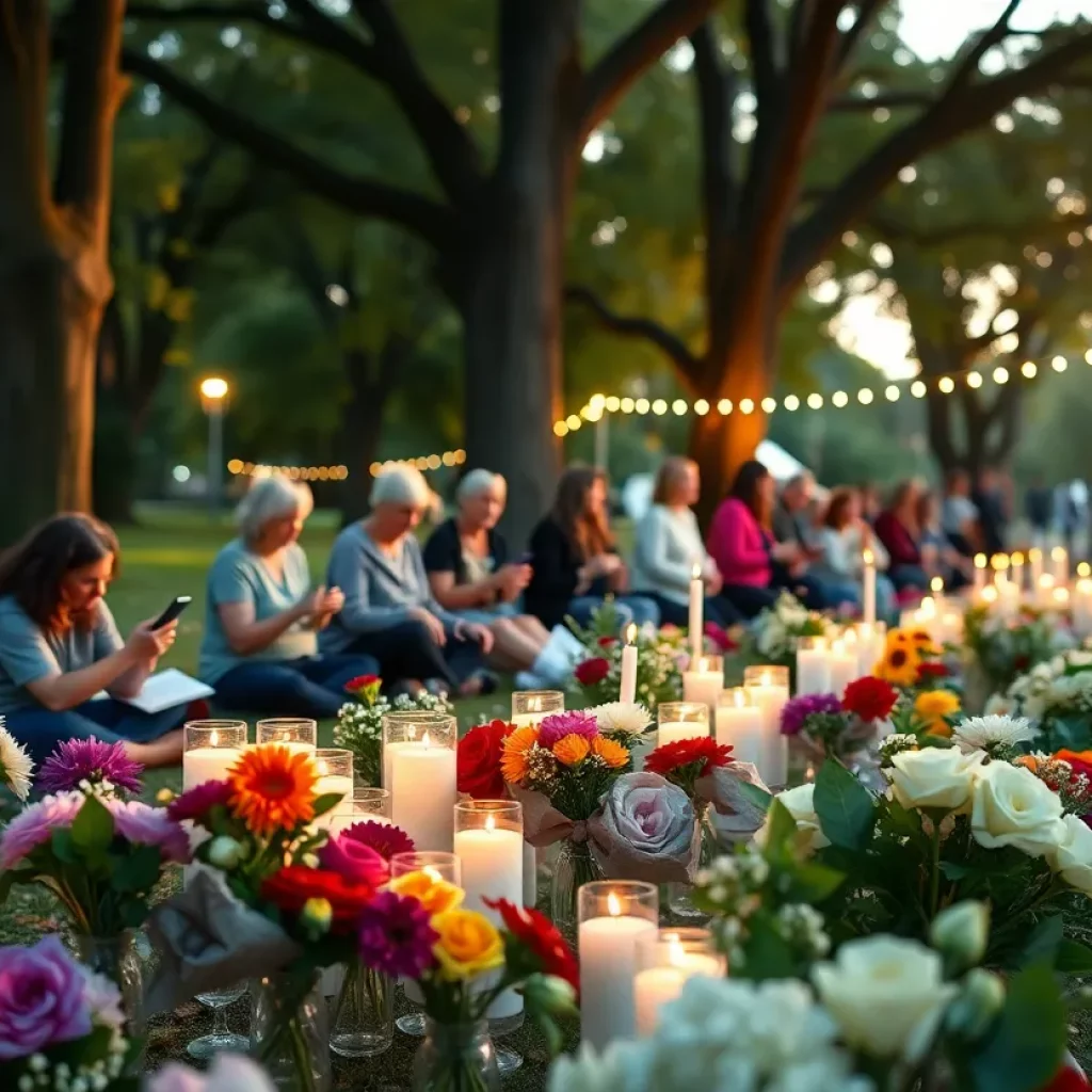 Community members gathering for a vigil in Huntsville