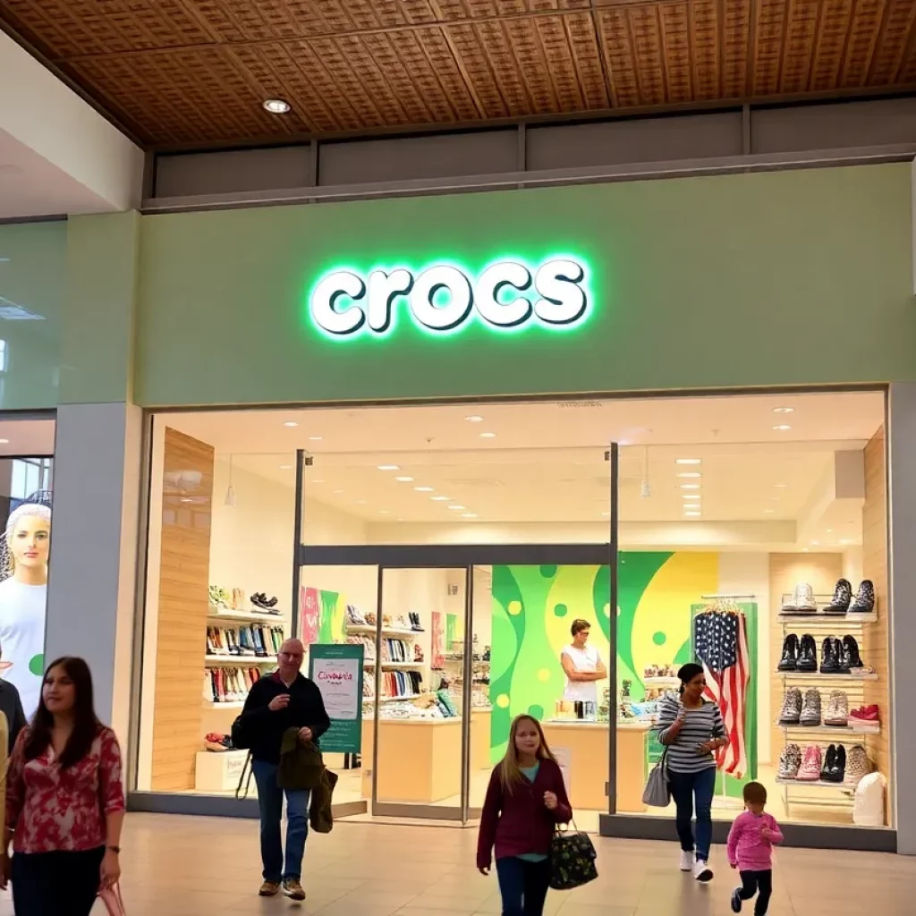 Exterior view of the new Crocs store at Bridge Street Town Centre
