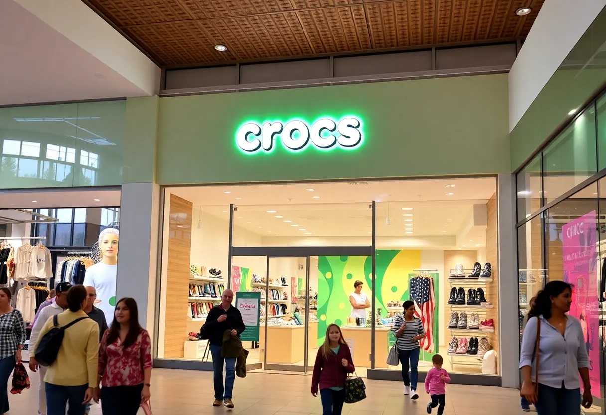 Exterior view of the new Crocs store at Bridge Street Town Centre