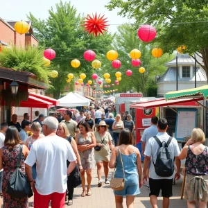 A lively scene of summer events in downtown Huntsville, showcasing local culture and community