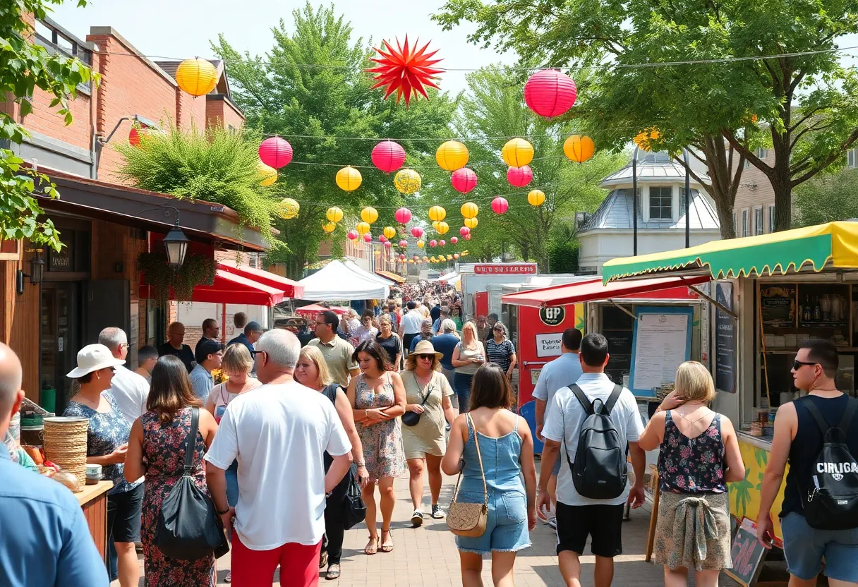 A lively scene of summer events in downtown Huntsville, showcasing local culture and community