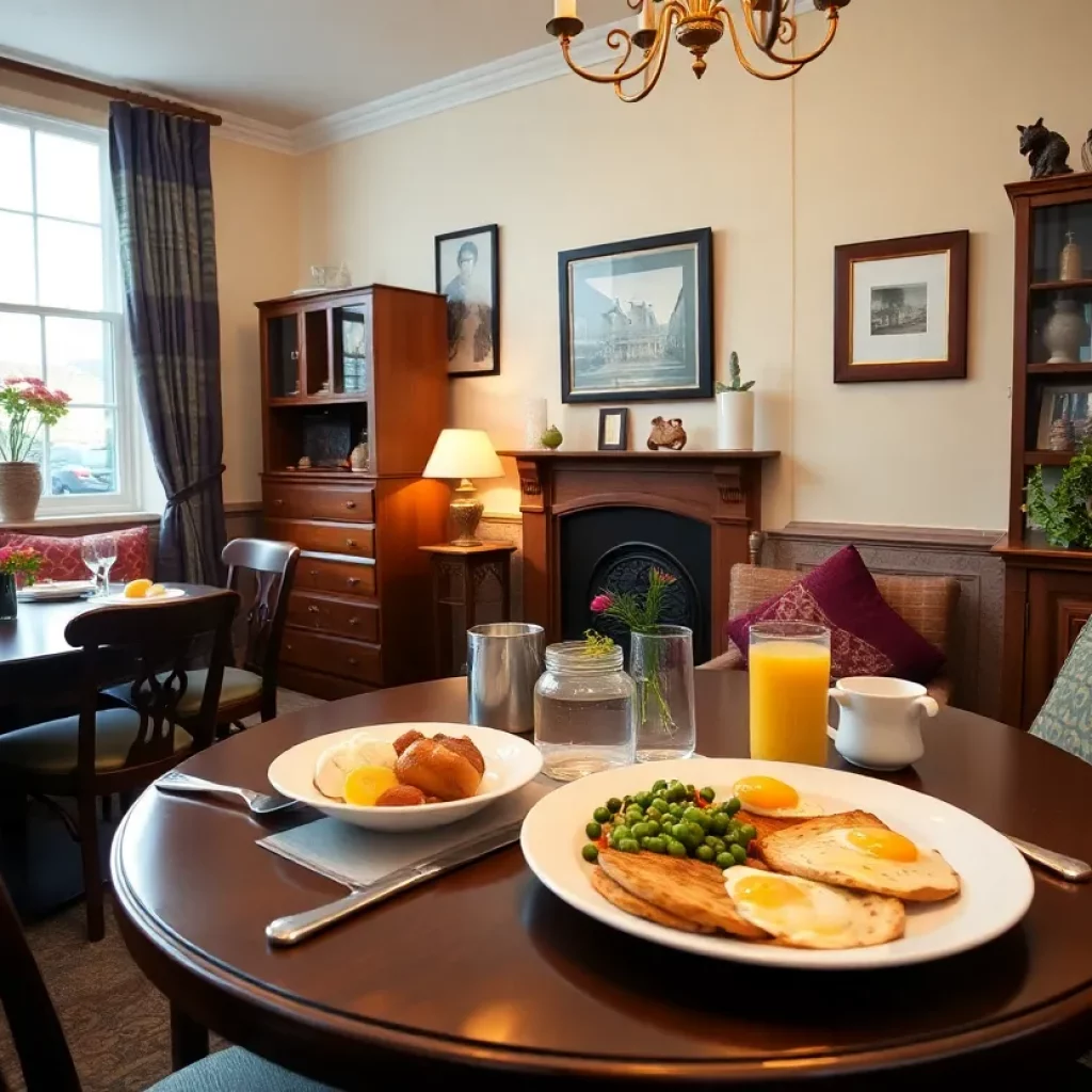 Cozy bed and breakfast dining area in Dublin with traditional Irish breakfast