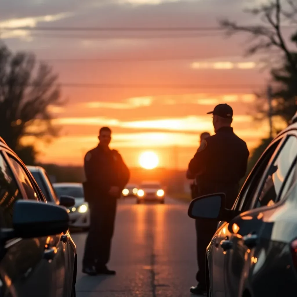 Police officers conducting a DUI checkpoint