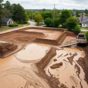Construction site affected by flooding in Huntsville