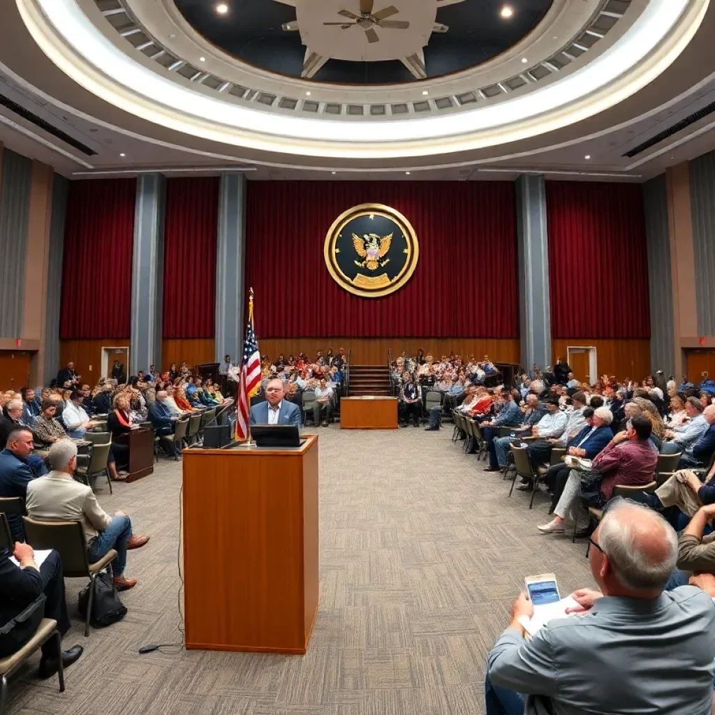 Governor Ivey delivering a speech at the Von Braun Center in Huntsville, Alabama.