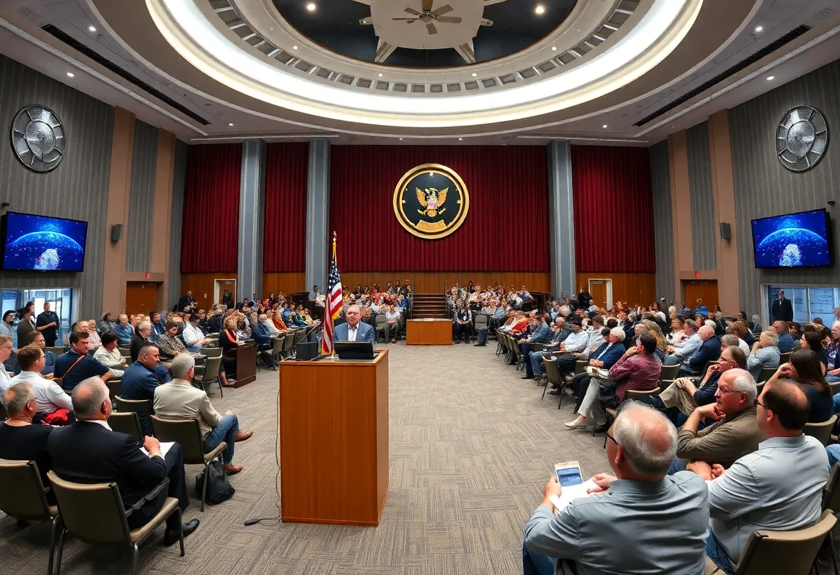 Governor Ivey delivering a speech at the Von Braun Center in Huntsville, Alabama.
