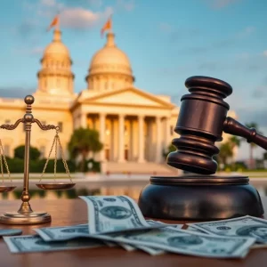 Abstract representation of a legal investigation involving finances