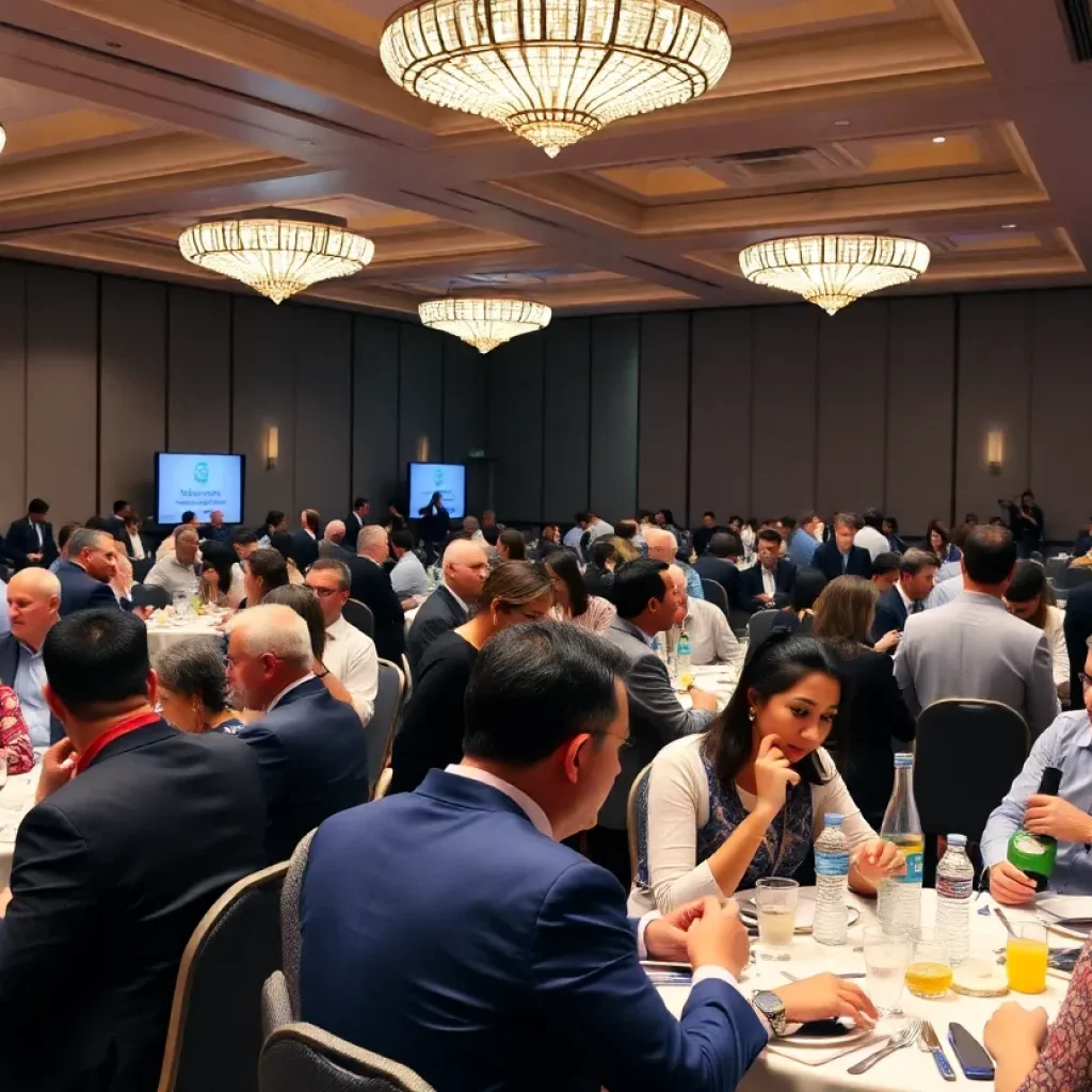 Participants networking at the Huntsville Business Luncheon