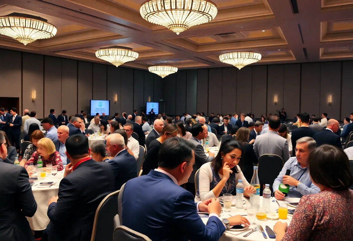 Participants networking at the Huntsville Business Luncheon