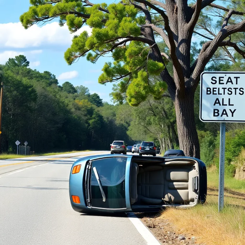 Scene of a car accident in Huntsville, Alabama