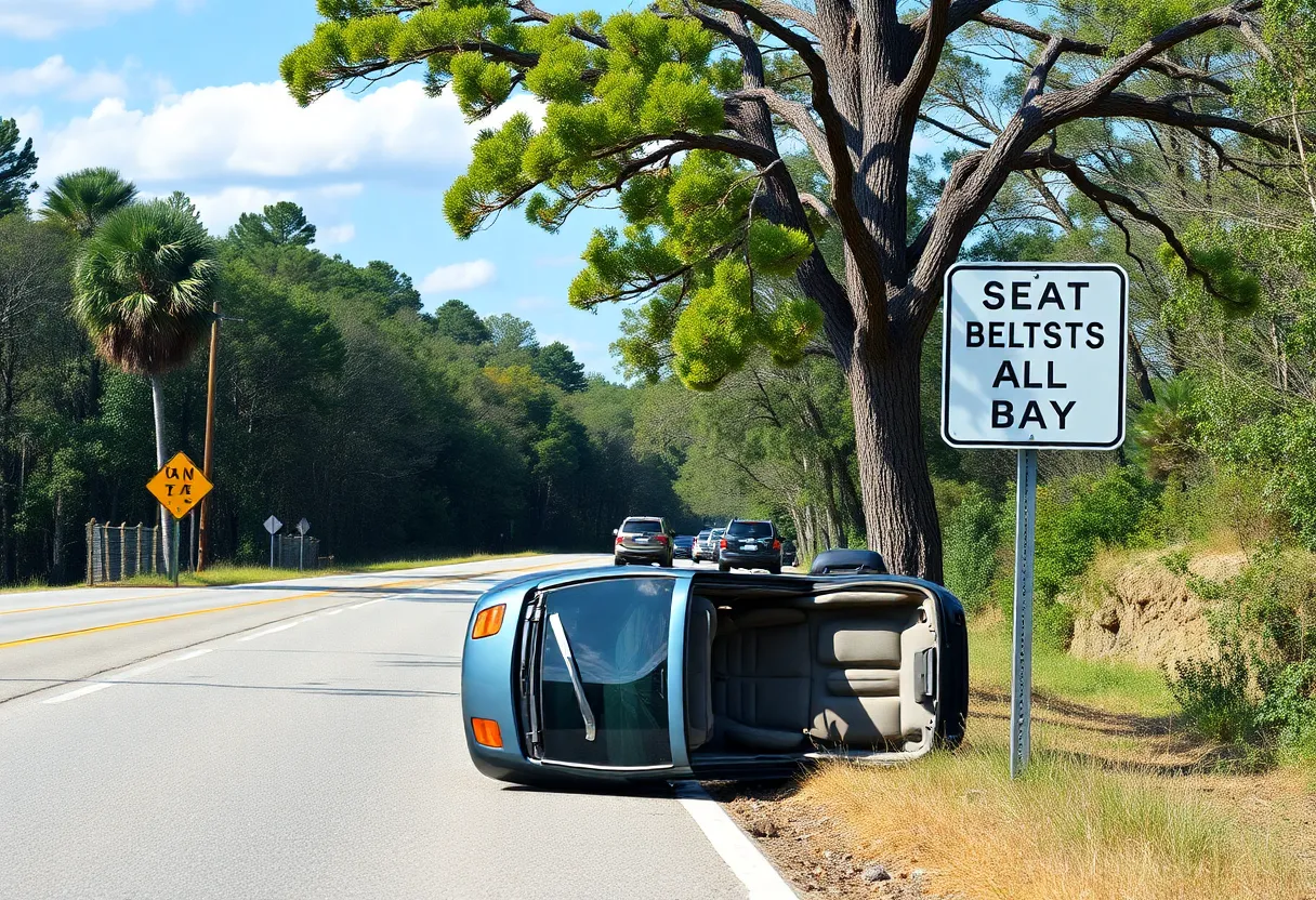 Scene of a car accident in Huntsville, Alabama
