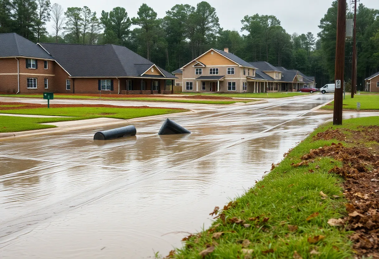 Flooding at the Summit at Monte Sano construction site in Huntsville, Alabama