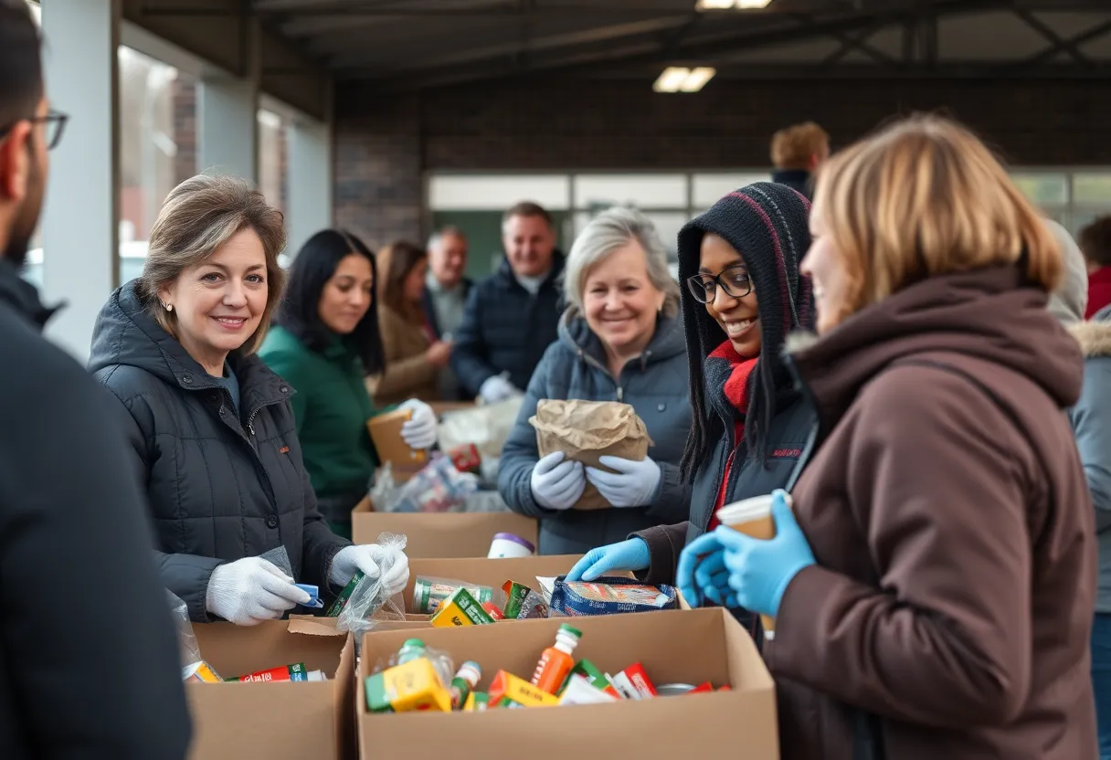 Residents donating food during the Huntsville food drive