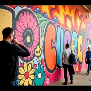 Colorful mural in downtown Huntsville, Alabama