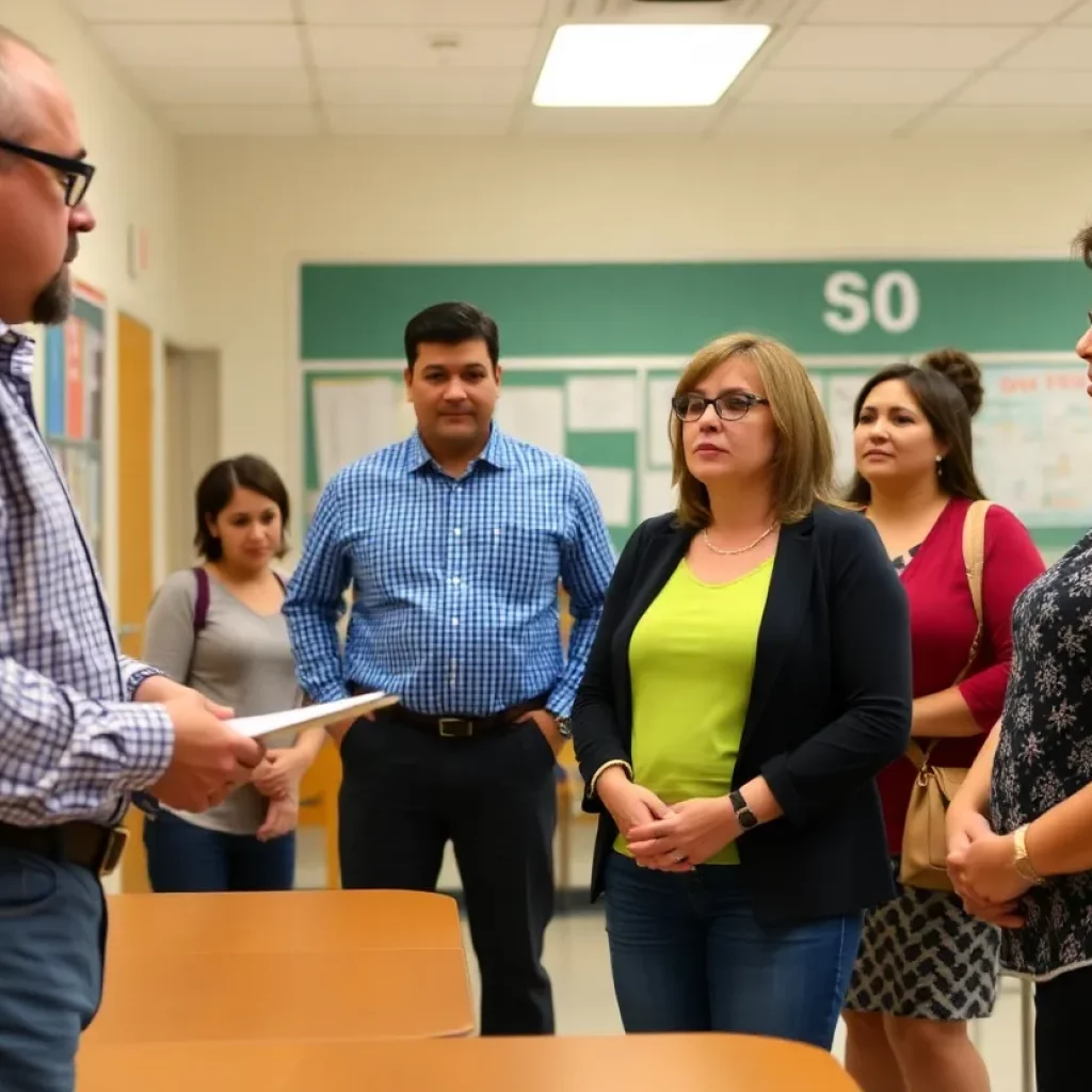 Concerned parents discussing Huntsville ISD educator misconduct