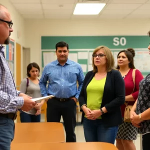 Concerned parents discussing Huntsville ISD educator misconduct