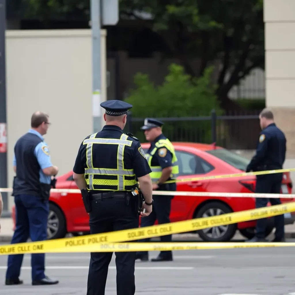 Police investigating a shooting scene in Huntsville