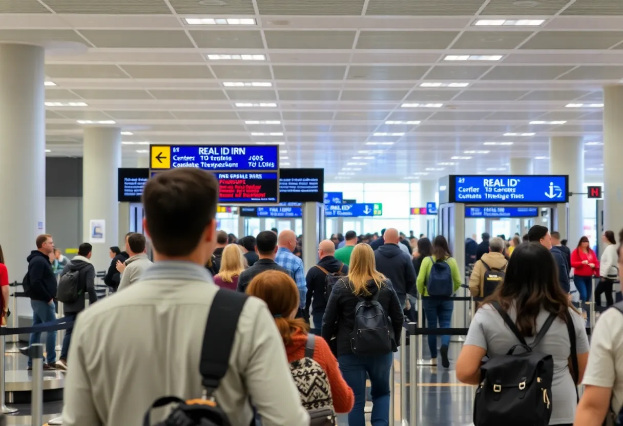 Travelers following REAL ID enforcement guidelines at Huntsville International Airport