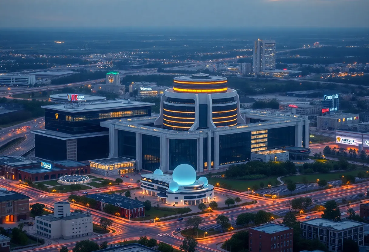 Conceptual image of Huntsville, Alabama with space command headquarters